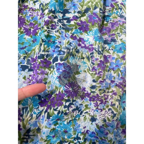 Vintage 60's Blue Floral Sleeveless Cotton Dress Sz L 32" w Retro Plus Talon - Picture 8 of 8